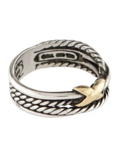 Pre-owned David Yurman Two-tone X Crossover Band In Multi