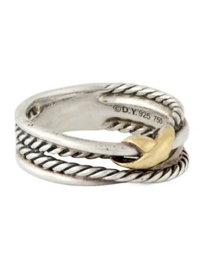 Pre-owned David Yurman Two-tone X Crossover Band In Multi