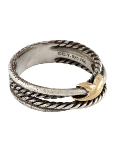 Pre-owned David Yurman Two-tone X Crossover Band In Multi