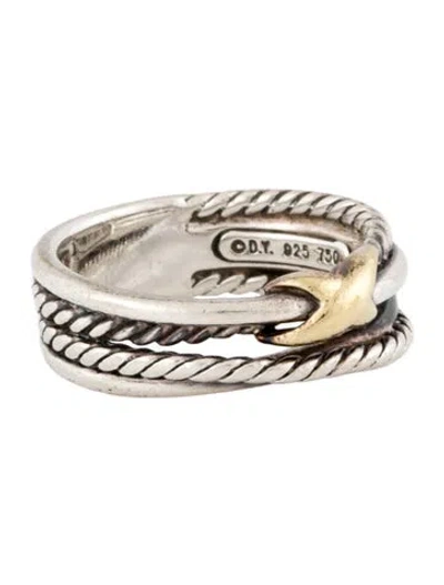 Pre-owned David Yurman Two-tone X Crossover Band Ring In Multi