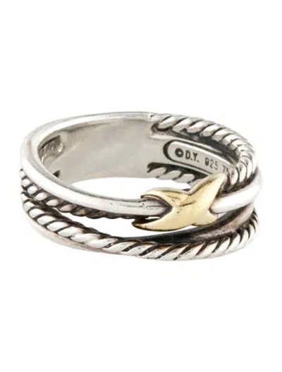 Pre-owned David Yurman Two-tone X Crossover Band Ring In Multi