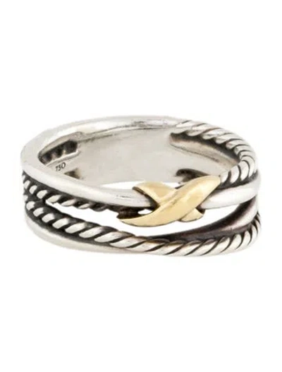 Pre-owned David Yurman Two-tone X Crossover Band Ring In Multi