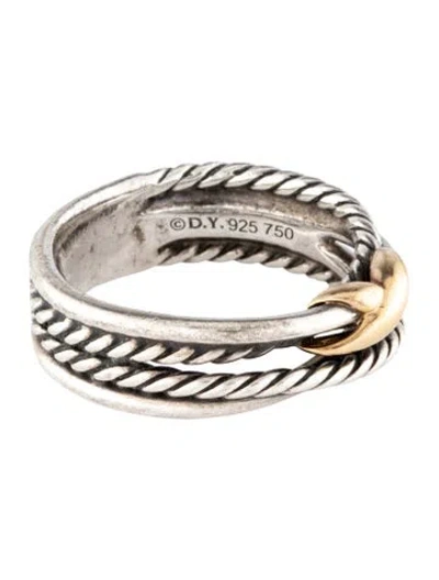 Pre-owned David Yurman Two-tone X Crossover Band Ring In Multicolor