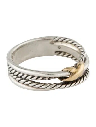 Pre-owned David Yurman Two-tone X Crossover Ring In Multi