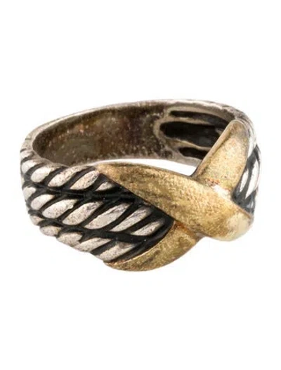 Pre-owned David Yurman Two-tone X Three Row Band In Multi