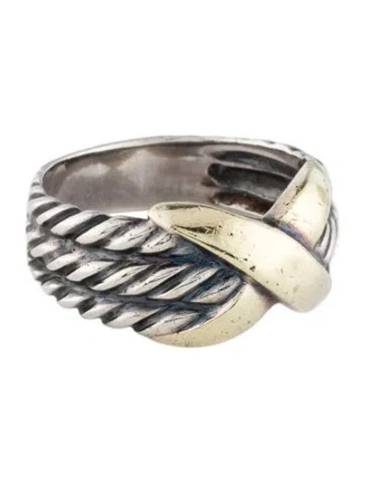 Pre-owned David Yurman Two-tone X Three Row Cable Band In Multi