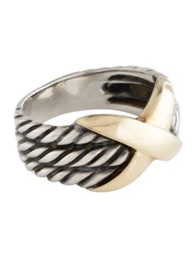 Pre-owned David Yurman Two-tone X Three Row Cable Band In Multi