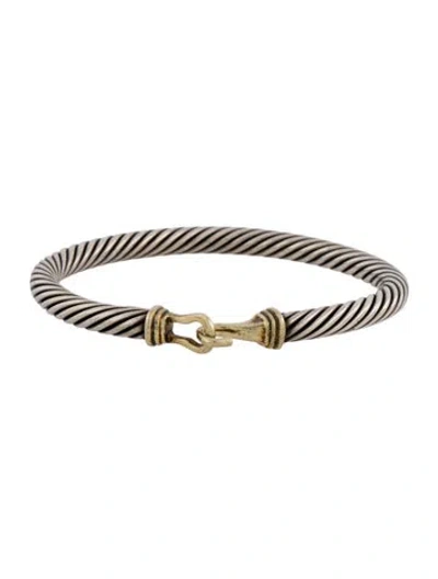 Pre-owned David Yurman Two-toned Buckle Classic Cable Bracelet, 6.25" In Multi