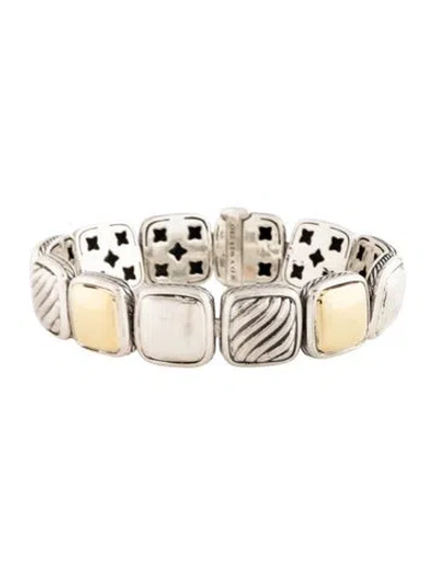 Pre-owned David Yurman Two-toned Chiclet Link Bracelet, 6.75" In Multicolor