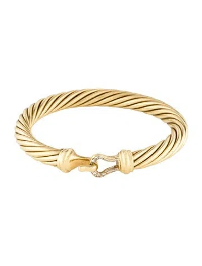 Pre-owned David Yurman Vintage 18k Diamond Cable Buckle Bangle, 6.25" In Multi