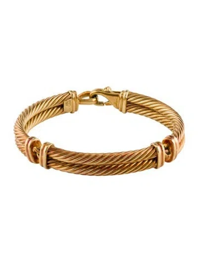 Pre-owned David Yurman Vintage 18k Double Cable Bracelet, 7" In Multi