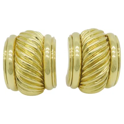 Pre-owned David Yurman Vintage 18k Yellow Gold Omega Back Earrings