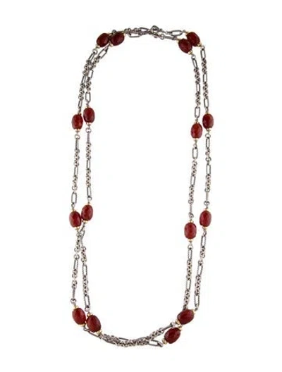 Pre-owned David Yurman Vintage Carnelian Figaro Station Necklace, 73.5" In Multi