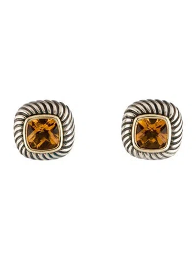Pre-owned David Yurman Vintage Citrine Albion Stud Earrings In Multi