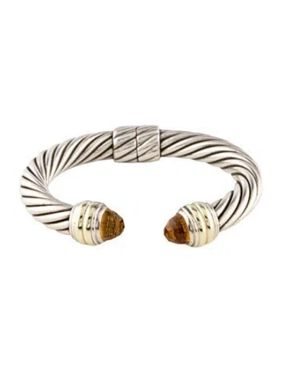 Pre-owned David Yurman Vintage Citrine Cable Classic Hinged Bracelet, 6.5" In Multicolor
