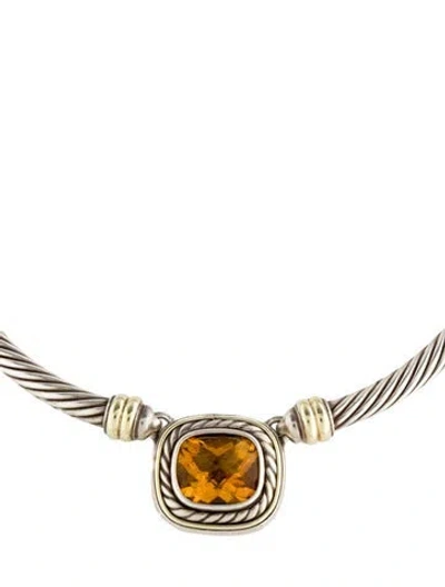 Pre-owned David Yurman Vintage Citrine Pendant Necklace, 16.5" In Multi