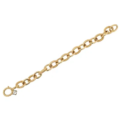 Pre-owned David Yurman Vintage  18k Gold Oval Link Unisex Bracelet In Multi
