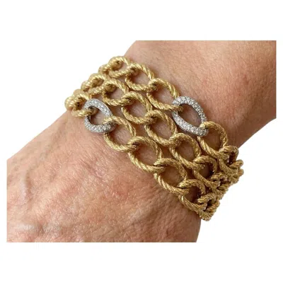 Pre-owned David Yurman Vintage  18k Yellow Gold Diamond Station Bracelet