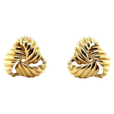 Pre-owned David Yurman Vintage  18k Yellow Gold Ribbed Knot Earrings