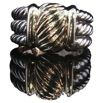 Pre-owned David Yurman Vintage  585 Gold 925 Sterling Silver Cable Dome Ring 2-tone Sz 5.5 In Multiple