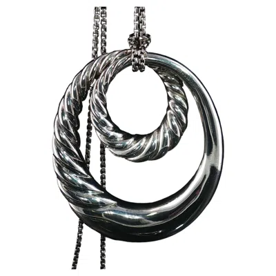 Pre-owned David Yurman Vintage  925 Silver Twisted Oval Pendant Necklace Bolo Rare 80s In Multi