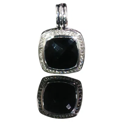 Pre-owned David Yurman Vintage  Albion Black Onyx Diamond Enhancer Pendant 925 Silver
