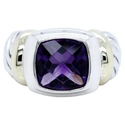 Pre-owned David Yurman Vintage  Amethyst Noblesse Silver & 14k Yellow Gold Ring Sz 6.25