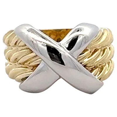 Pre-owned David Yurman Vintage  Cable Classics X Crossover Ring 18k Gold In Multi