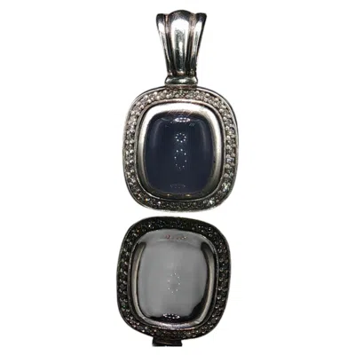 Pre-owned David Yurman Vintage  Chalcedony Diamond Albion Pendant Enhancer Sterling Silver In Multiple