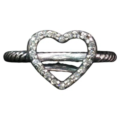Pre-owned David Yurman Vintage  Diamond Open Heart Ring Sterling Silver 925 0.12ctw Size 5 In Multi