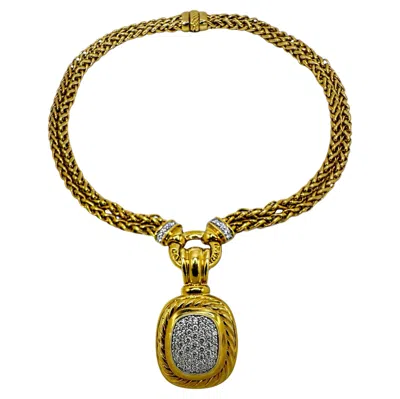Pre-owned David Yurman Vintage  Gold And Diamond Necklace With Detachable Diamond Pendant In Multi