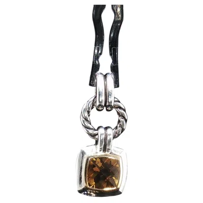 Pre-owned David Yurman Vintage  Sterling Silver 18k Gold Citrine Pendant Charm 925 750 4.3g In Multiple