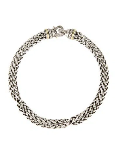 Pre-owned David Yurman Vintage Diamond Cable Buckle Double Wheat Chain Necklace, 15.5" In Multi