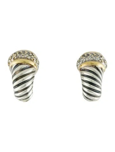 Pre-owned David Yurman Vintage Diamond Earclips In Multi