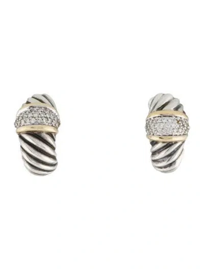 Pre-owned David Yurman Vintage Diamond Shrimp Earclip Earrings In Multi