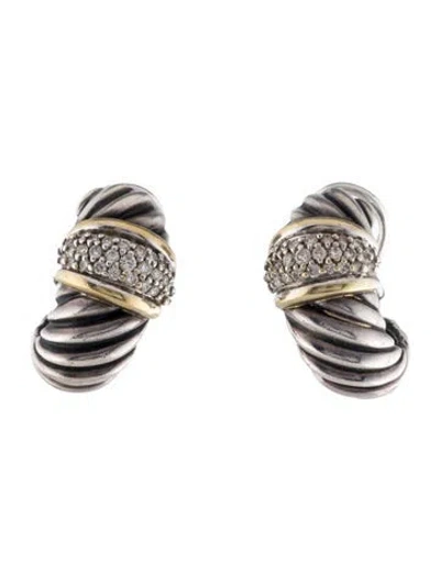 Pre-owned David Yurman Vintage Diamond Shrimp Earclips In Multi
