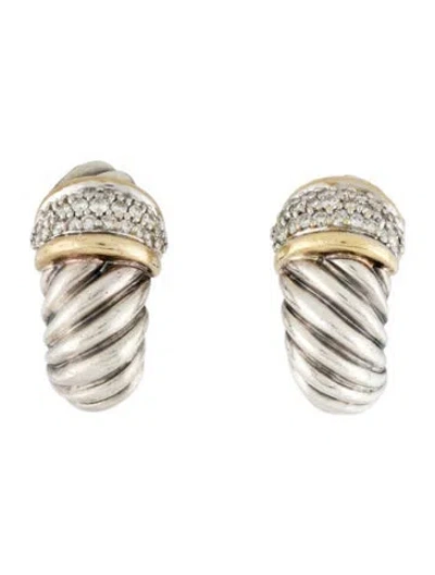 Pre-owned David Yurman Vintage Diamond Shrimp Earclips In Multi