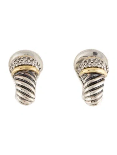 Pre-owned David Yurman Vintage Diamond Shrimp Earclips In Multi