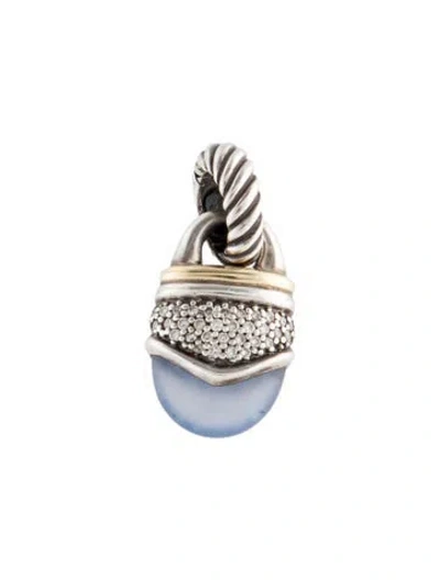 Pre-owned David Yurman Vintage Dyed Chalcedony & Diamond Acorn Pendant In Multi