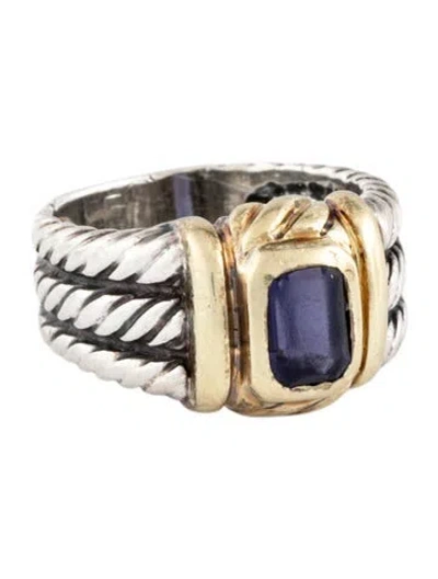Pre-owned David Yurman Vintage Iolite Cable Ring In Multicolor