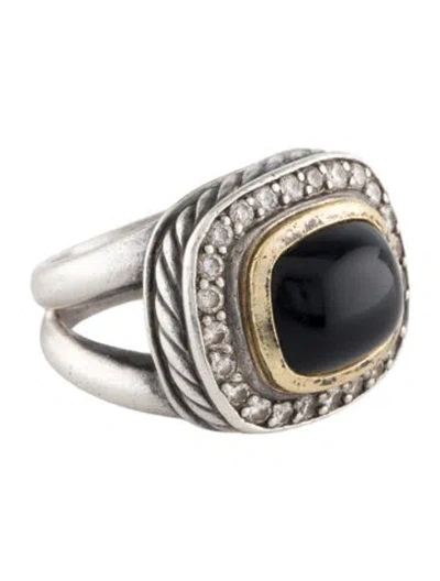 Pre-owned David Yurman Vintage Onyx & Diamond Albion Ring In Multi