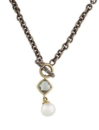 Pre-owned David Yurman Vintage Pearl & Quartz Lariat Necklace, 16.5" In Multi