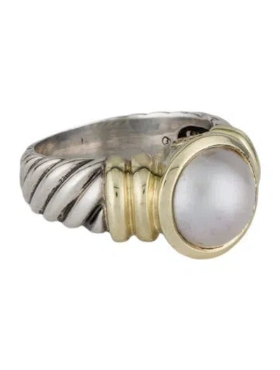 Pre-owned David Yurman Vintage Pearl Cable Ring In Multicolor