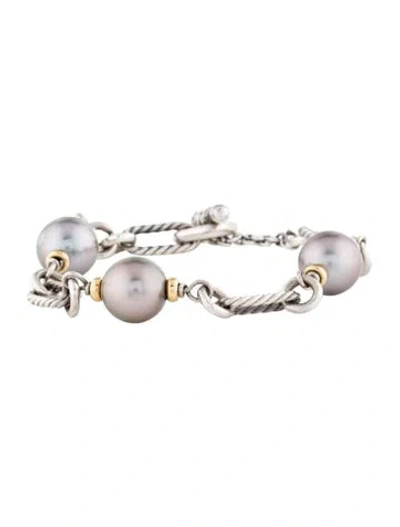 Pre-owned David Yurman Vintage Pearl Figaro Bracelet, 6.25" In Multi