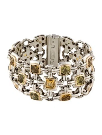 Pre-owned David Yurman Vintage Quartz & Citrine Renaissance Three-row Bracelet, 7" In Multi