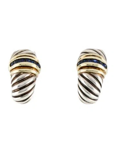 Pre-owned David Yurman Vintage Sapphire Cable Earclips In Multi