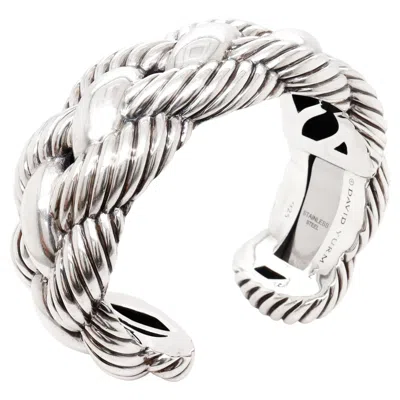 Pre-owned David Yurman Vintage Signed  Sterling Silver Wide Cable Cuff Bracelet In Multi