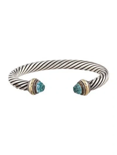 Pre-owned David Yurman Vintage Topaz Classic Cable Bracelet, 6.5" In Multicolor