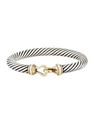 Pre-owned David Yurman Vintage Two-tone Buckle Classic Cable Bracelet, 6.25" In Multi