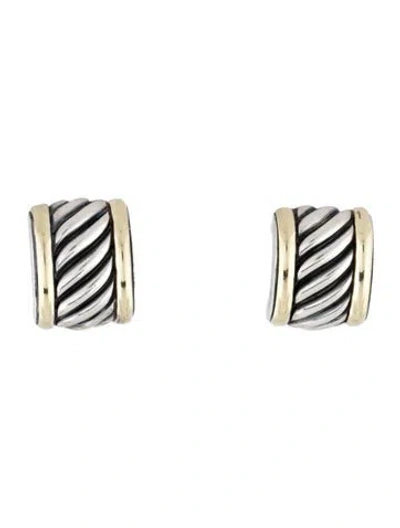 Pre-owned David Yurman Vintage Two-tone Cable Cigar Band Earclips In Multi